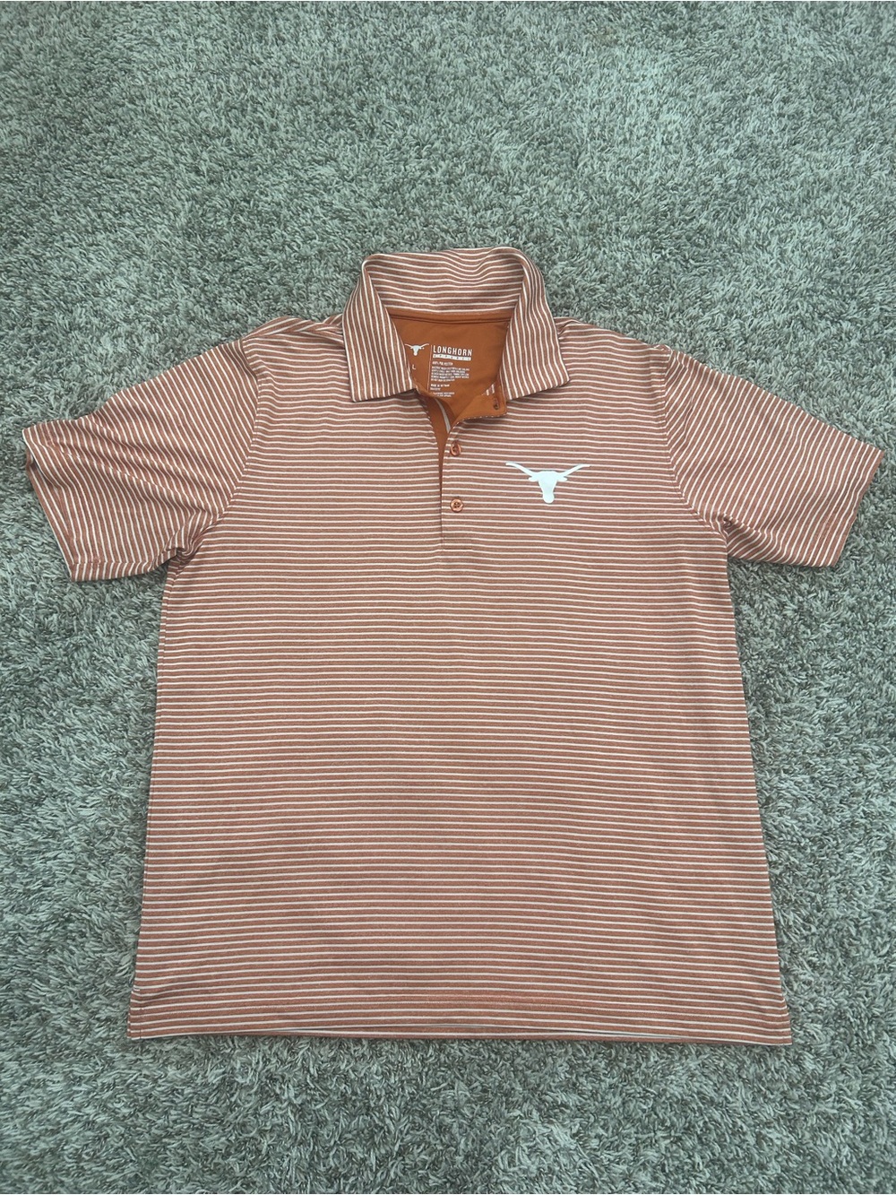 Longhorn Apparel Texas Longhorns Mens Large Orange Striped Performance Polo